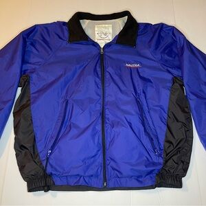 Nautica Competition Blue Black Full Zip Windbreaker Jacket Mens XL Mesh Lined